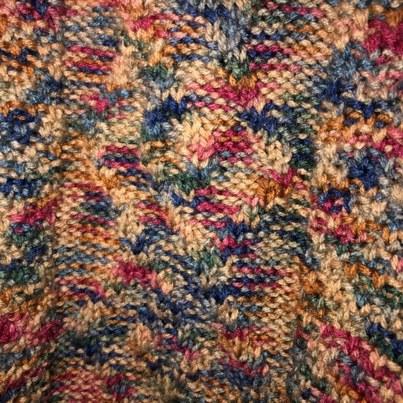 Vintage Hand knit earthy rainbow marl balloon sleeve mock neck sweater X… - Picture 3 of 5